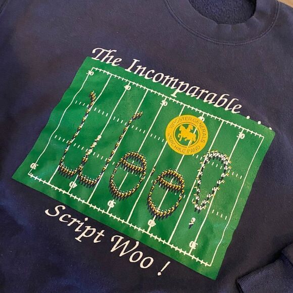 Vintage 1993 Jerzees Football Navy Athletic Crewneck Men XL - Picture 2 of 5